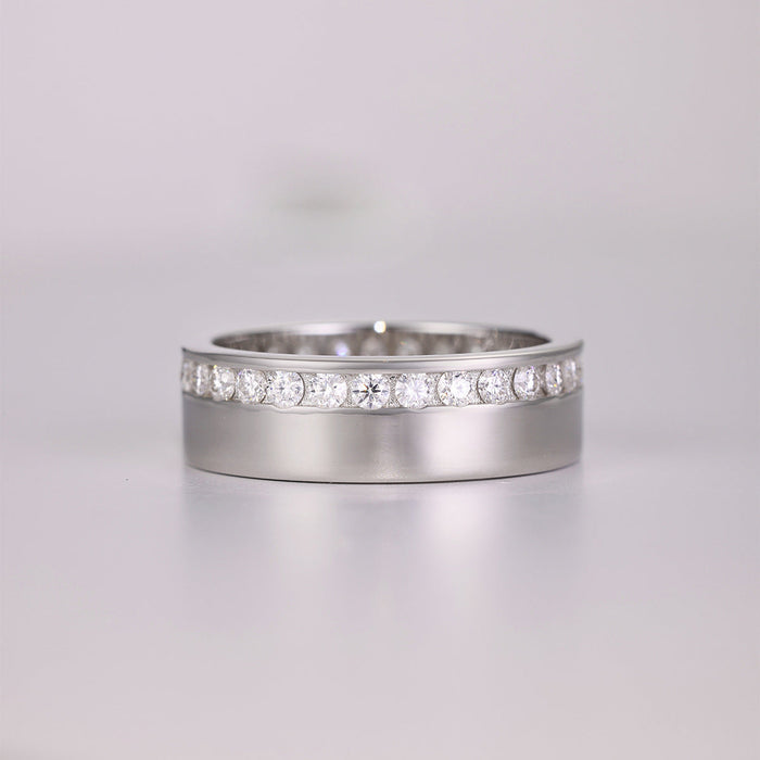 Men and Women's Moissanite Eternity Wedding Band with Channel Setting