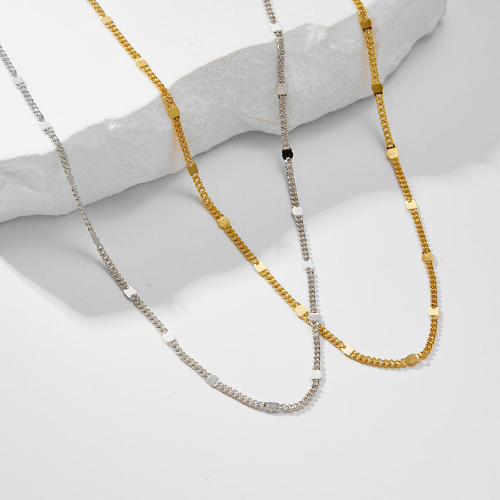 Minimalist Chain Necklace with Trendy Layering Design in Sterling Silver