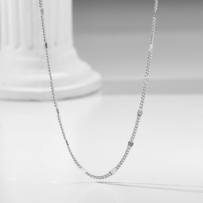 Minimalist Chain Necklace with Trendy Layering Design in Sterling Silver