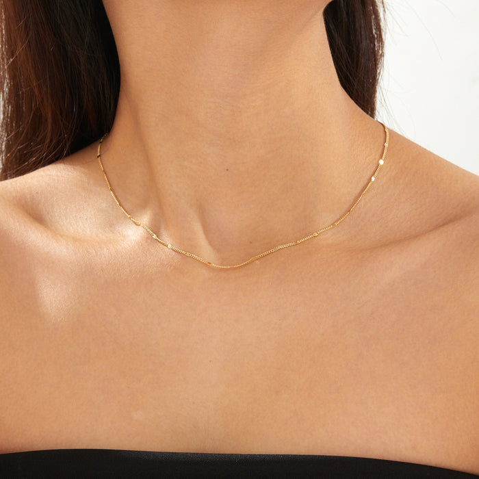 Minimalist Chain Necklace with Trendy Layering Design in Sterling Silver