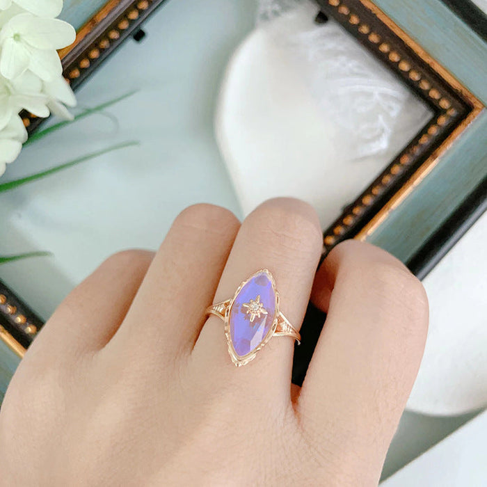 Moon Stone Marquise Shape Women's Ring in Sterling Silver