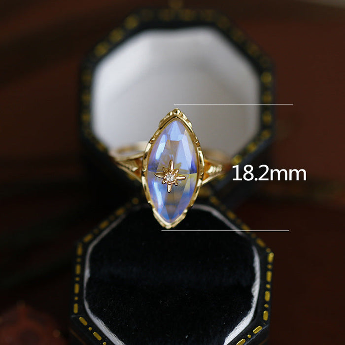 Moon Stone Marquise Shape Women's Ring in Sterling Silver