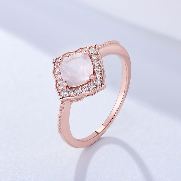 Natural Rose Quartz 925 Sterling Silver Ring