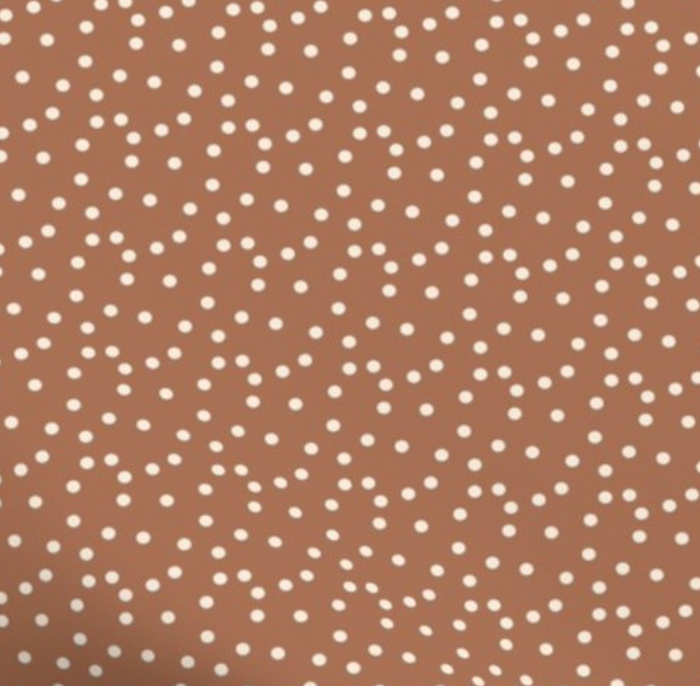 Natural wood & Bunny Ear Teething Ring - Rust Polka Dot