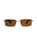 Brown sunglasses with gold frame on a white background