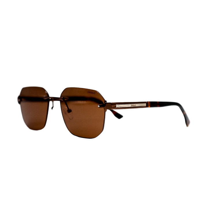 Sunglasses with brown lenses on a white background
