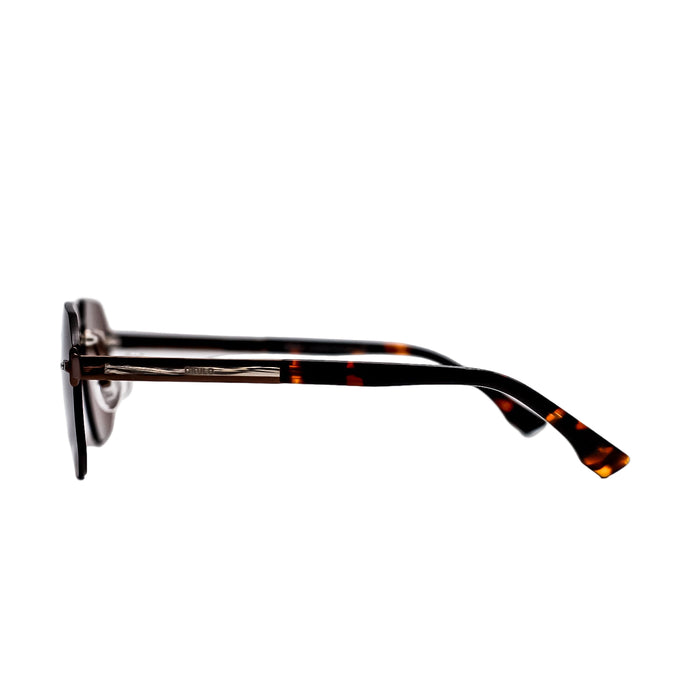 Tortoiseshell eyeglasses on a white background