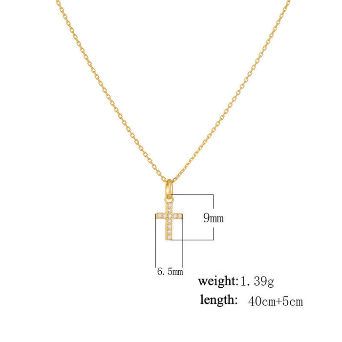 Paved Cross Design Sterling Silver Necklace