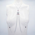 Pentacle With Moon and Raven Necklace to Nipple. Non-Piercing, Pierced, or Choose Nipple Clamps.