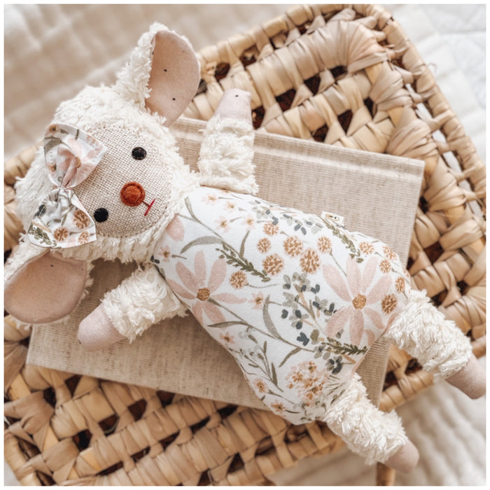 Personalised Handmade Baby Girl Toy Chenille Lamb | Pastel Meadow