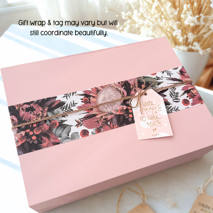 Personalised Pink Baby Girl Gift Hamper | Piglet & Florals