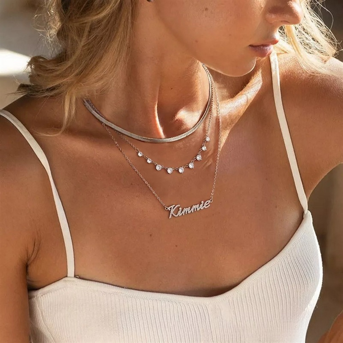 Personalized Full Pave Name Necklace in 925 Sterling Silver