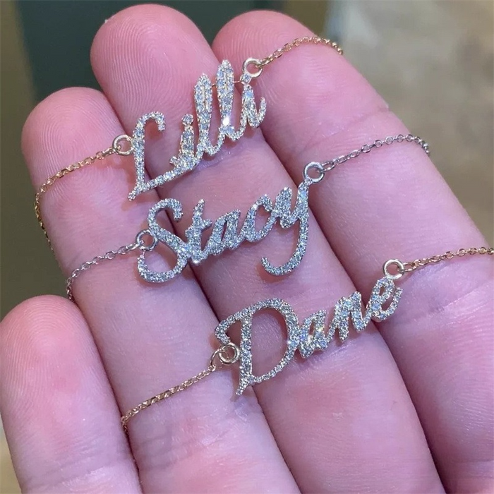 Personalized Full Pave Name Necklace in 925 Sterling Silver