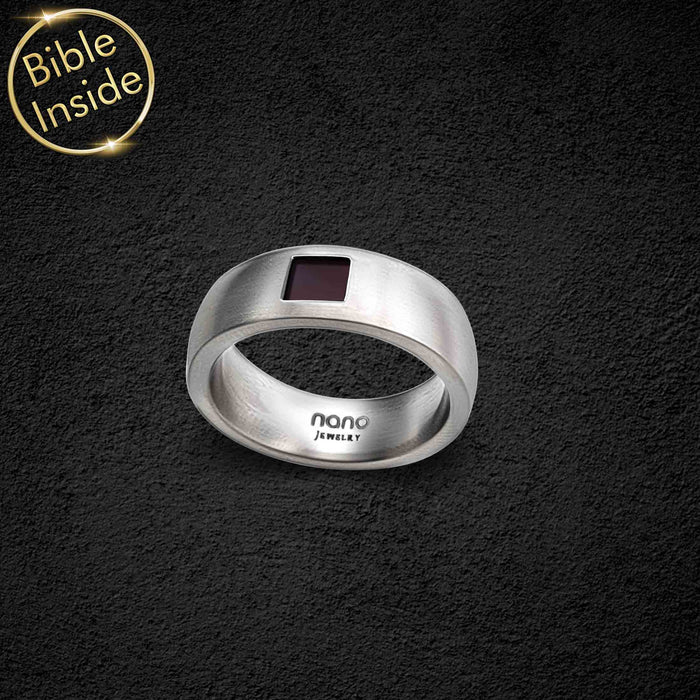 Stainless steel America ring with New Testament, unique present for boyfriend Valentine's