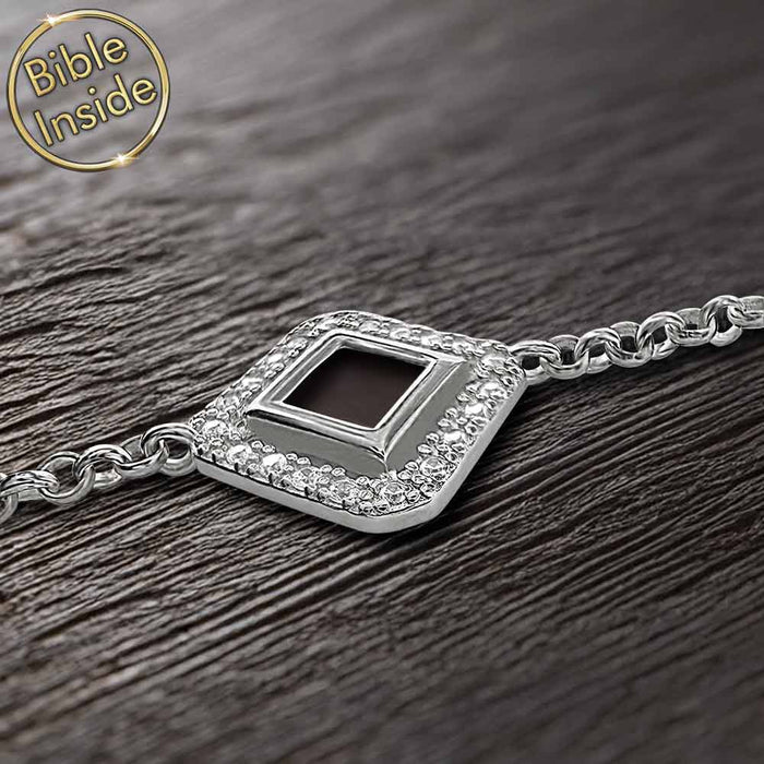 Silver valentine bracelet with geometric rhombus design for daily wear
