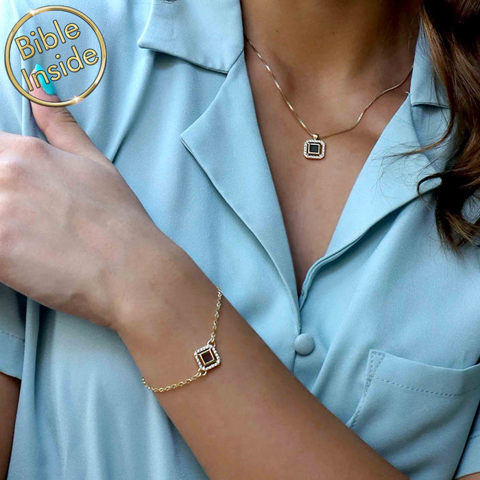 Gold plated valentine bracelet with rhombus charm – Shlama