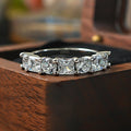 Princess Round Cut Half Eternity Sterling Silver Band