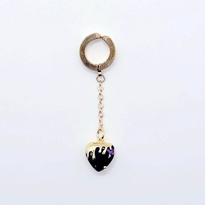 heart-shaped purple gem on gold chain and round pinch clasp VCH Clip