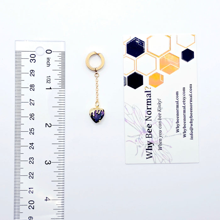 heart-shaped purple gem on gold chain and round pinch clasp VCH Clip