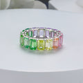 Rainbow Design Emerald Cut Eternity Band