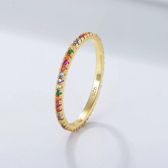 Rainbow Eternity Multicolor Stacking Ring Wedding Band