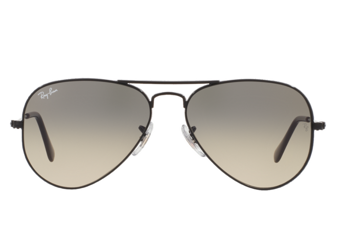 Aviator sunglasses with gradient lenses on a white background