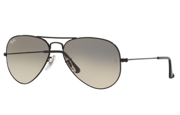 Aviator sunglasses with gradient lenses on a white background