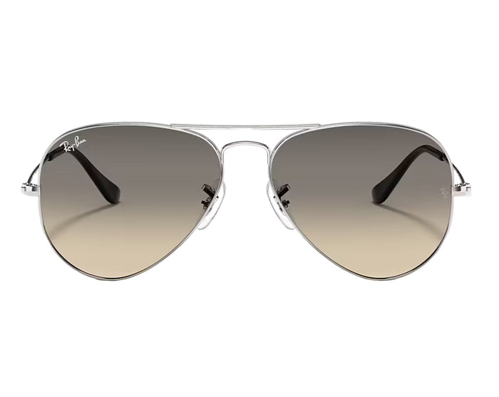 Aviator sunglasses with gradient lenses on a white background
