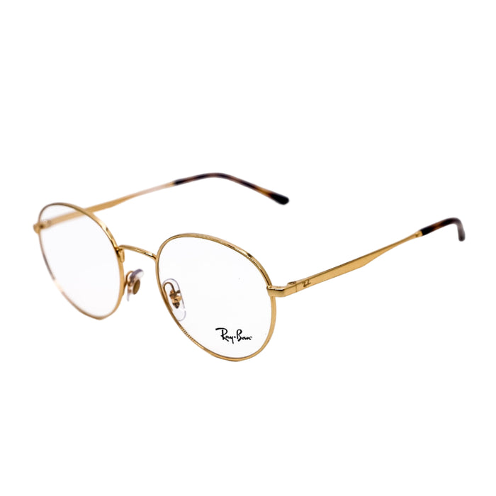 Gold-framed eyeglasses on a white background