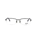 Black eyeglasses with 'Ray-Ban' logo on a white background