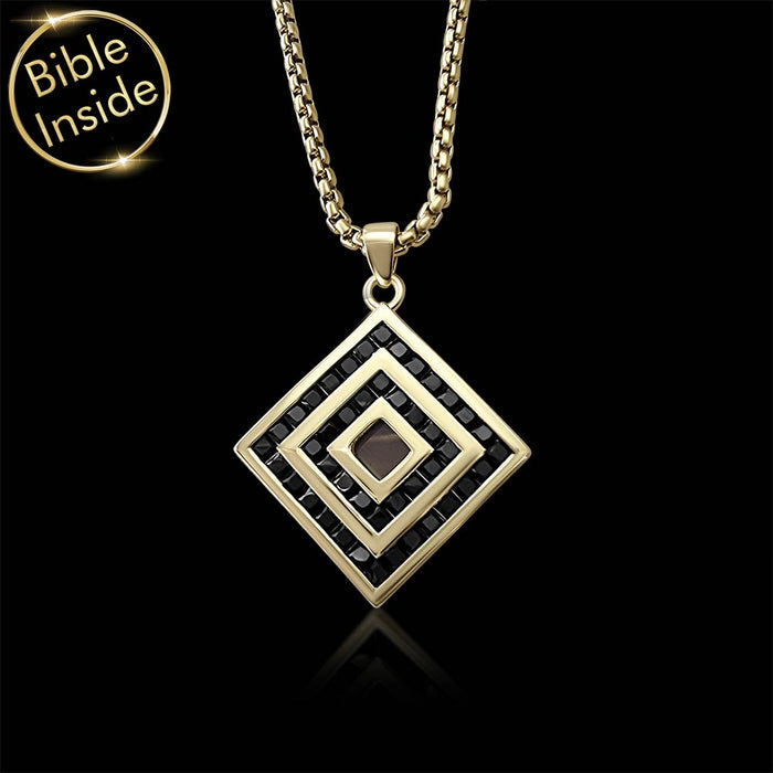 Silver Gold Plated / Black / 16.5" / 42 cm / New Testament (English KJV)