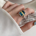 Retro INS Style Square Adjustable Open Rings