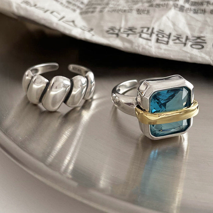 Retro INS Style Square Adjustable Open Rings