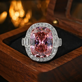 Retro Radiant Cut Colorful Gemstone Engagement Ring with Double Halo & Baguette Accents
