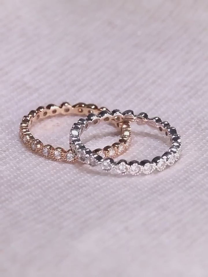 Round Cut Eternity Sterling Silver Ring Band