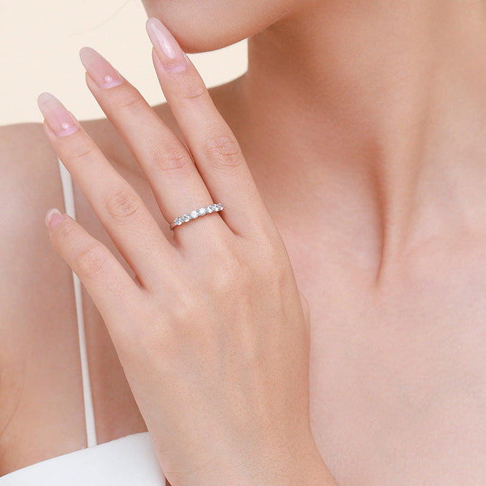Round Cut Multi-color Sterling Silver Band