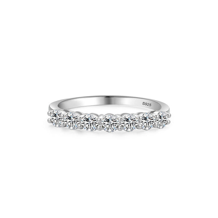 Round Cut Multi-color Sterling Silver Band