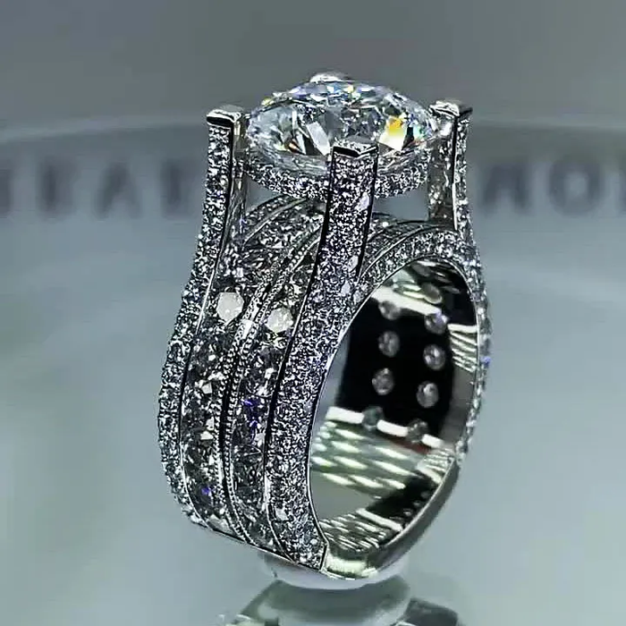 Round Cut Sterling Silver Ring with 3ct Stone