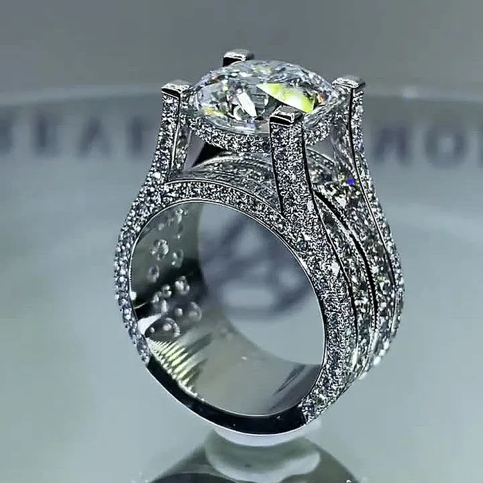 Round Cut Sterling Silver Ring with 3ct Stone