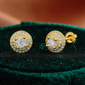 Round Double-Layer Luxurious S925 Sterling Silver Moissanite Stud Earrings
