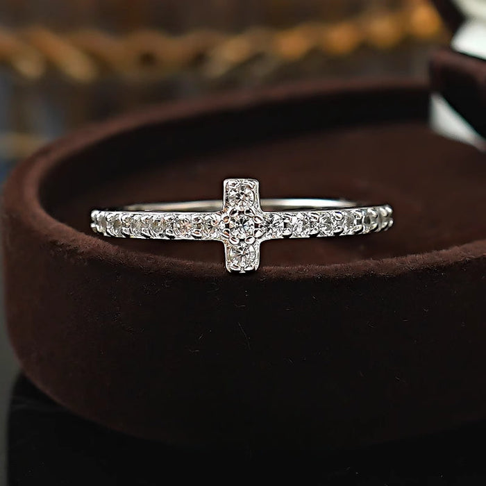 Simple Cross Design Sterling Silver Band