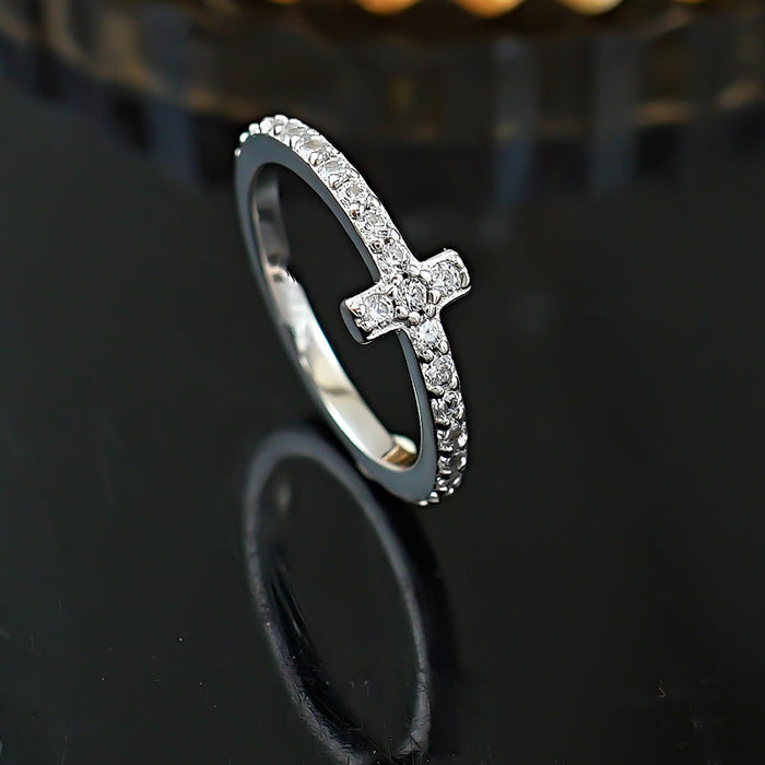 Simple Cross Design Sterling Silver Band