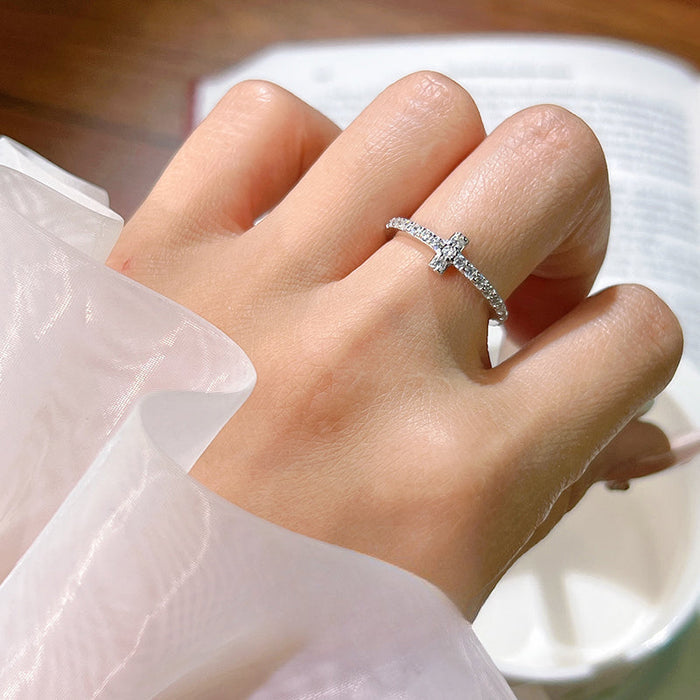 Simple Cross Design Sterling Silver Band