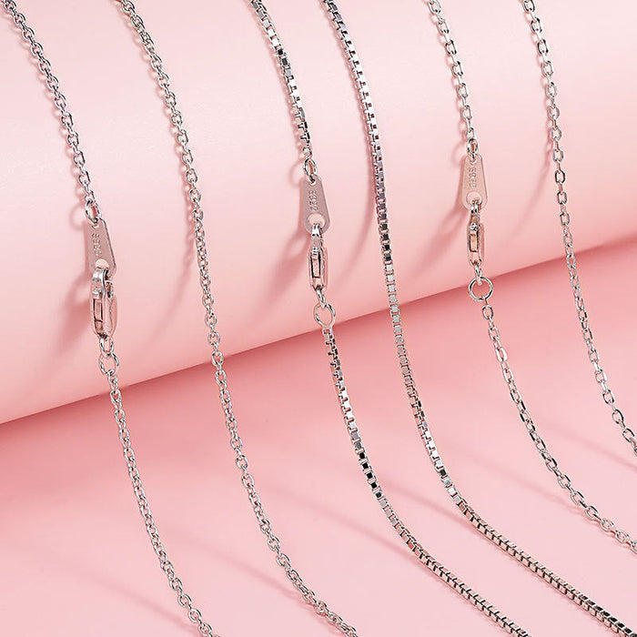 Simple Design Cross and Box Chain Sterling Silver Necklace