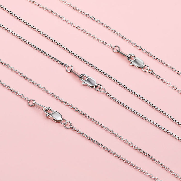 Simple Design Cross and Box Chain Sterling Silver Necklace