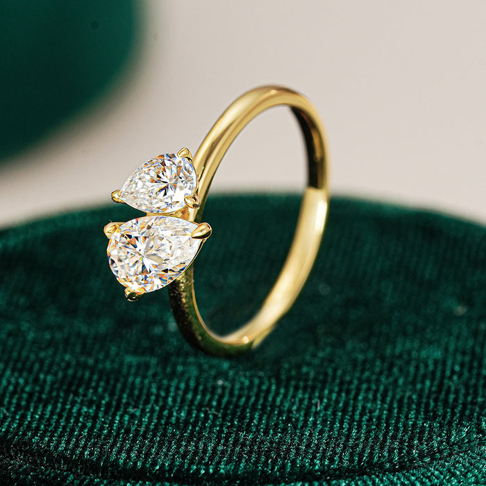 Simple Double Stone 925 Sterling Silver Ring