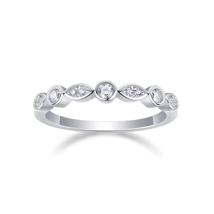 Simple Half Eternity 18k White Gold Plated Moissanite Band