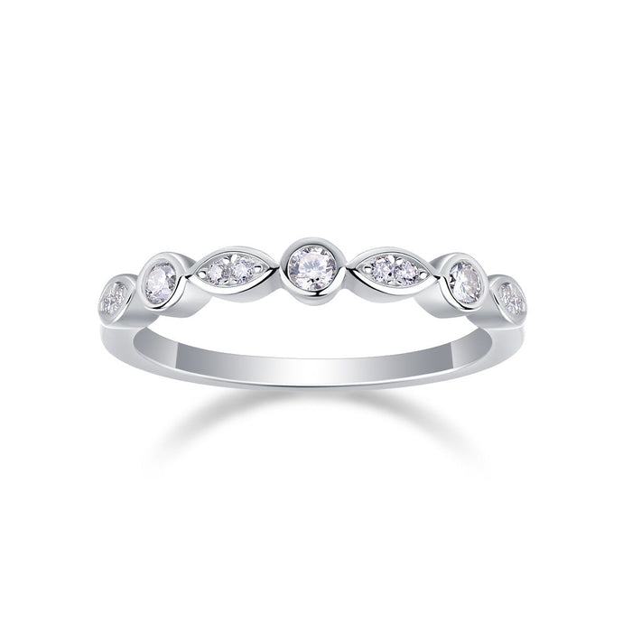 Simple Half Eternity 18k White Gold Plated Moissanite Band