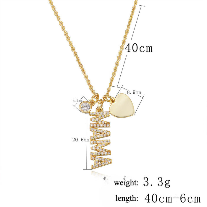 Simple MAMA Design Silver Necklace For Mom