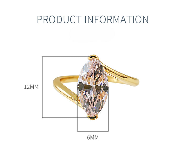 Simple Pink Marquise Cut Gold Plated Ring